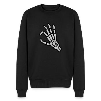 Skeleton hole look in gesture - Men's Premium Organic Jumper - black - Front - Nico (187cm)