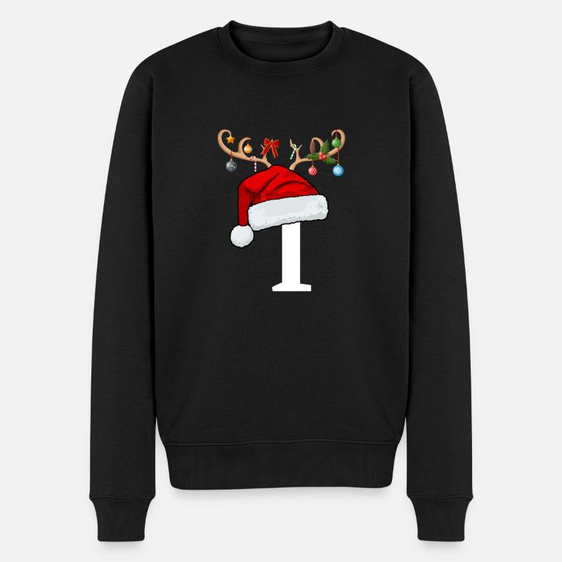 Lettre I bonnet de Noël - Pull Premium bio Homme - noir