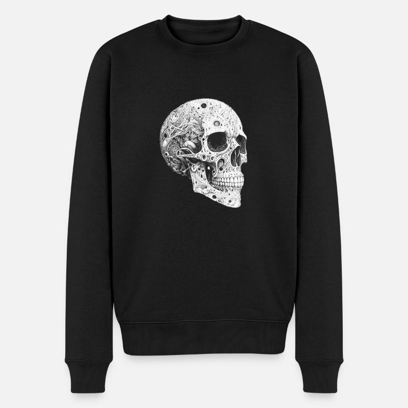 Schädel skull Todenkopf Illustriet - Männer Premium Bio Pullover - Schwarz