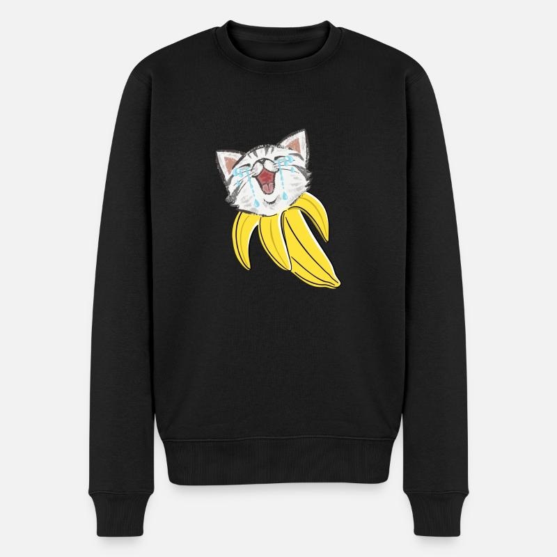 Bananen-Katze - Männer Premium Bio Pullover - Schwarz