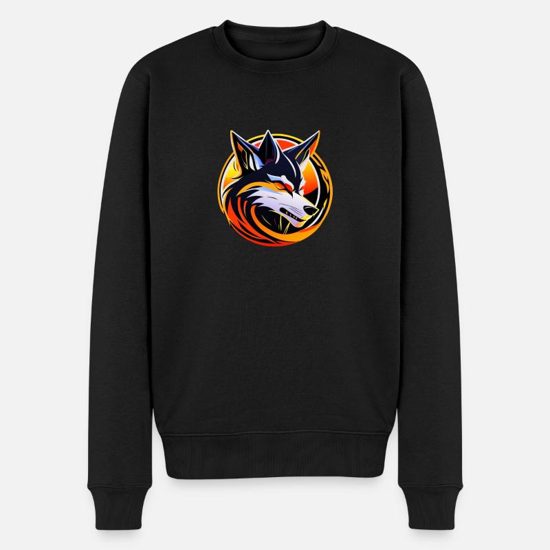 Wolf - Männer Premium Bio Pullover - Schwarz