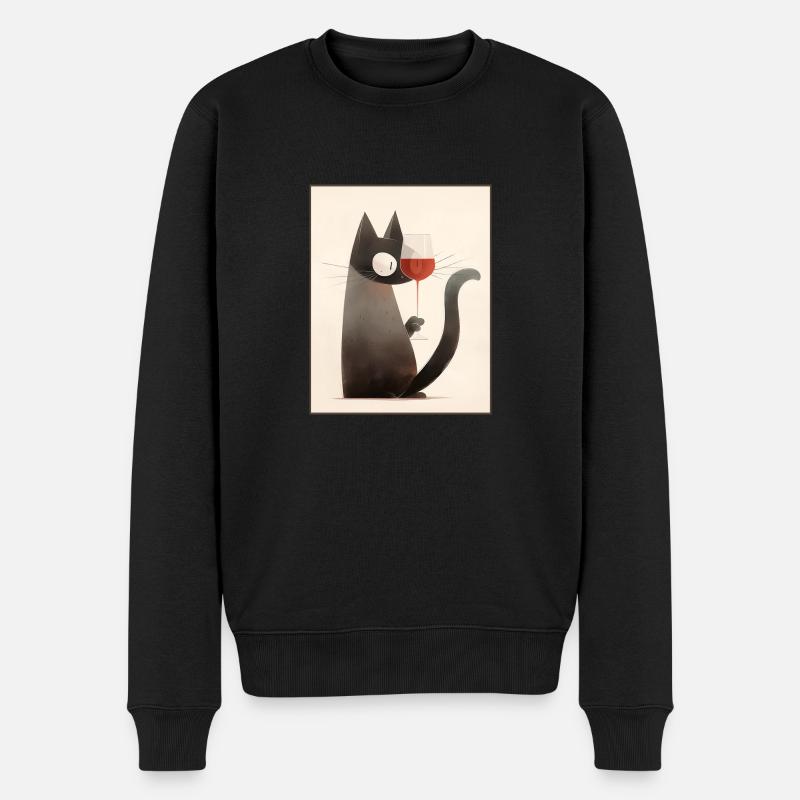 Chat avec verre à vin - Pull Premium bio Homme - noir