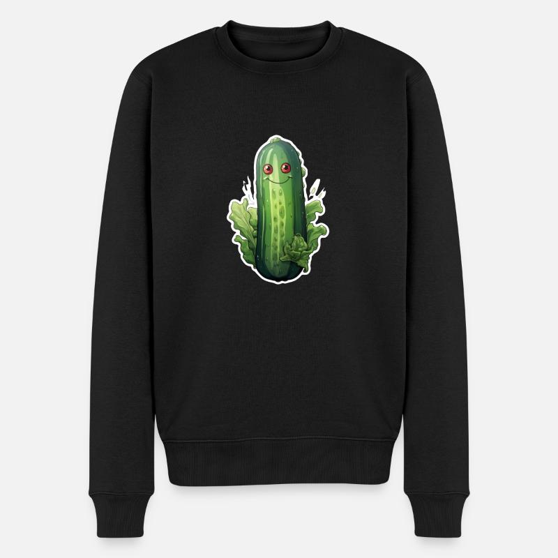 Gurke Kawaii - Männer Premium Bio Pullover - Schwarz