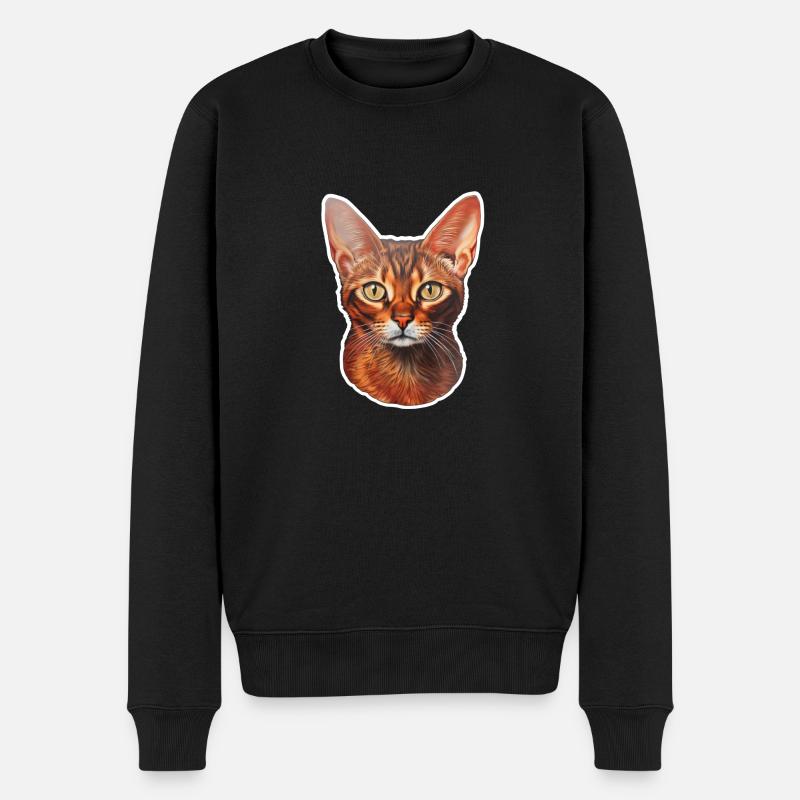Abessinierkatzenkopf - Männer Premium Bio Pullover - Schwarz