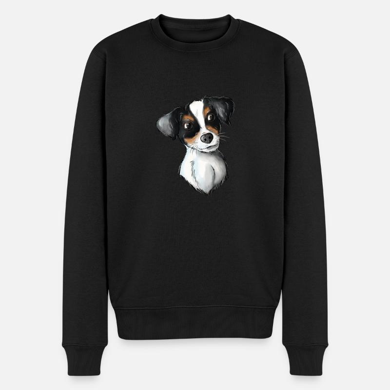 Jack Russell Pattern 3 - Männer Premium Bio Pullover - Schwarz