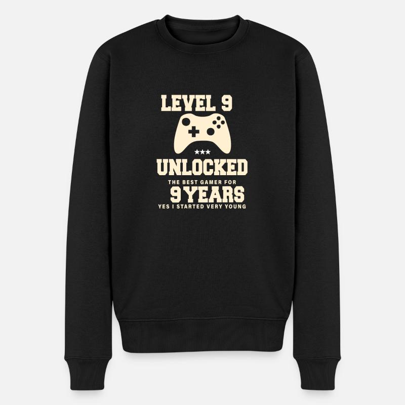 Level 9 Vintage Retro Vintage Geburtstag - Männer Premium Bio Pullover - Schwarz