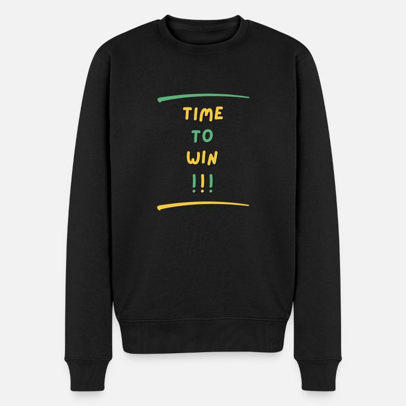 TIME TO WIN - Männer Premium Bio Pullover - Schwarz