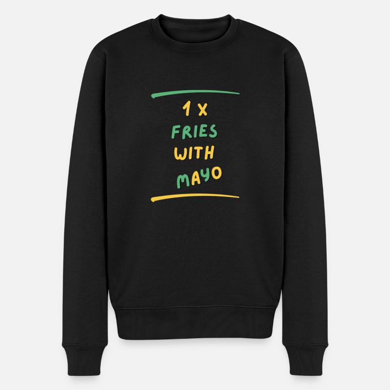 FRIES WITH MAYO - Männer Premium Bio Pullover - Schwarz