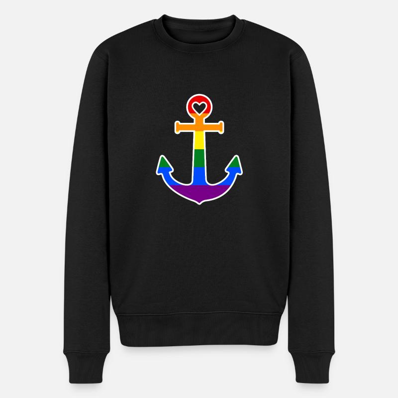 Regenbogenanker - Männer Premium Bio Pullover - Schwarz