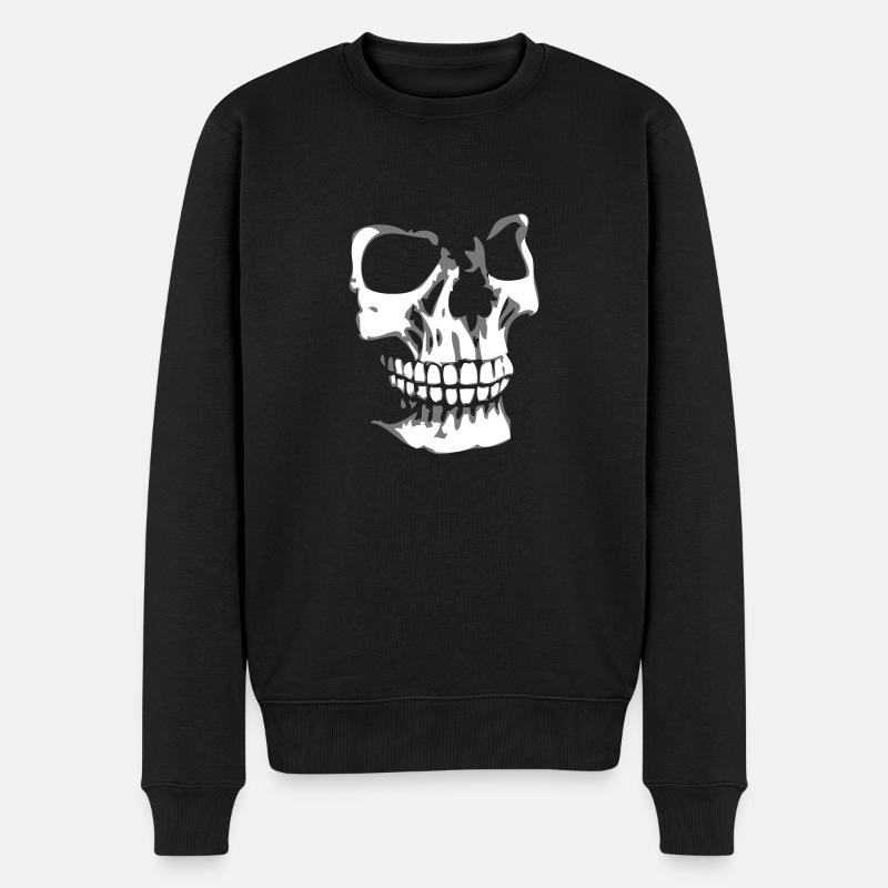 Droit crâne visage 3D - Pull Premium bio Homme - noir