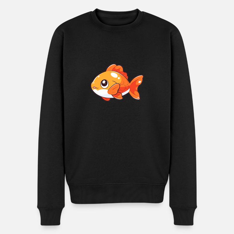 Fisch - Männer Premium Bio Pullover - Schwarz