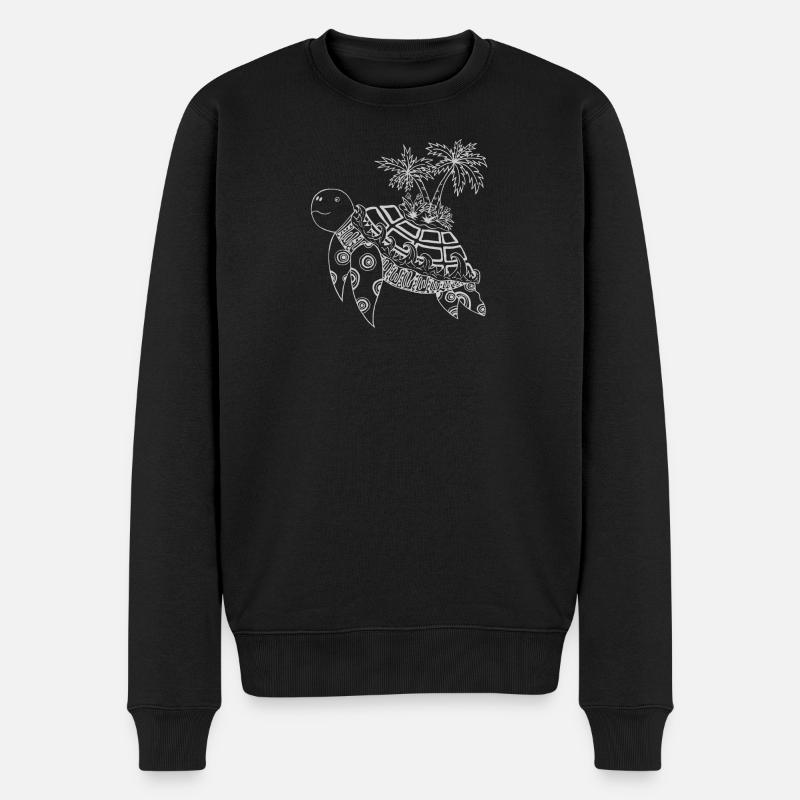 Tortue avec une île sur le dos - gris - Pull Premium bio Homme - noir