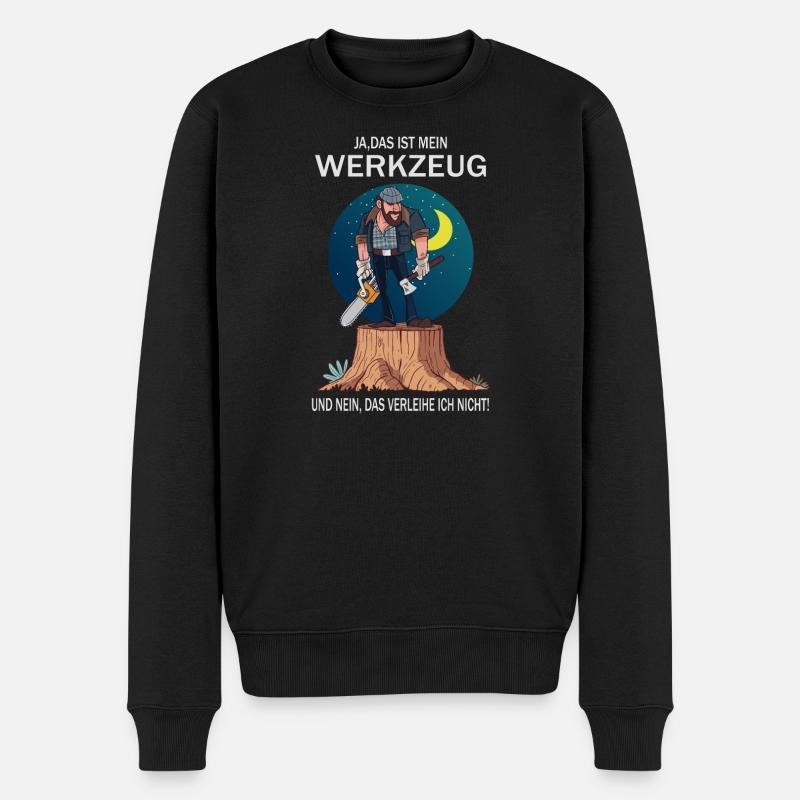 Holzfäller und sein Werkzeug - Männer Premium Bio Pullover - Schwarz