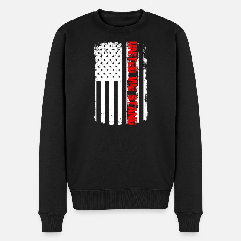 Amerikanische Flagge mit AMERICAN - Männer Premium Bio Pullover - Schwarz