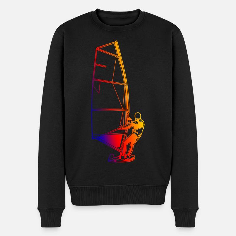 Retro Windsurfer - Männer Premium Bio Pullover - Schwarz
