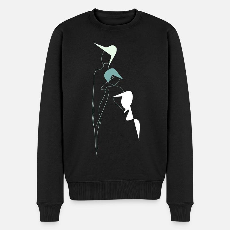 Stilisiertes Familienporträt - Männer Premium Bio Pullover - Schwarz
