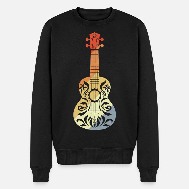 Ukulele Grafik Retro - Männer Premium Bio Pullover - Schwarz