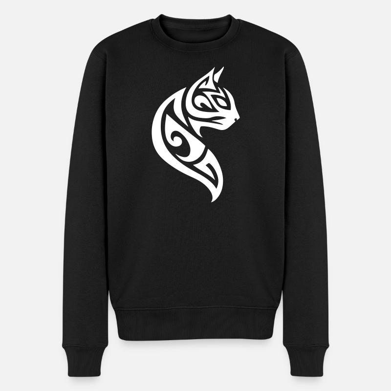 Chat Tribal - Pull Premium bio Homme - noir