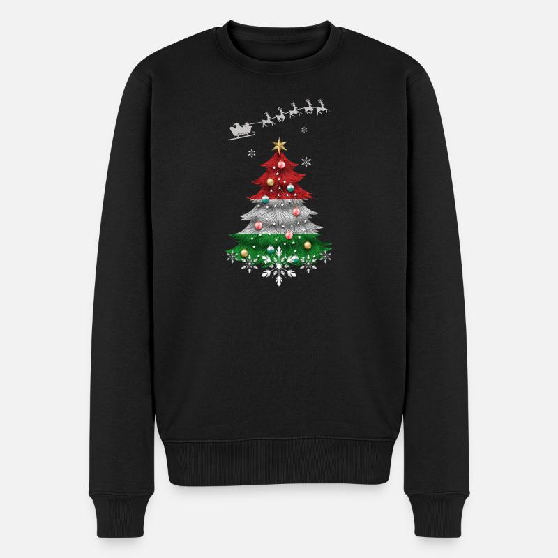 Weihnachtsbaum mit Ungarn Flagge - Männer Premium Bio Pullover - Schwarz