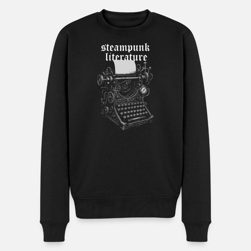 Steampunk Littérature Machine à écrire - Pull Premium bio Homme - noir