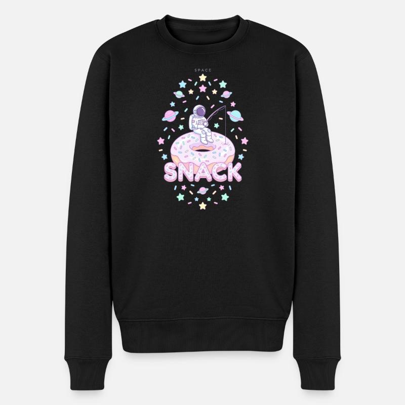 Astronaut Donut Snack - Männer Premium Bio Pullover - Schwarz