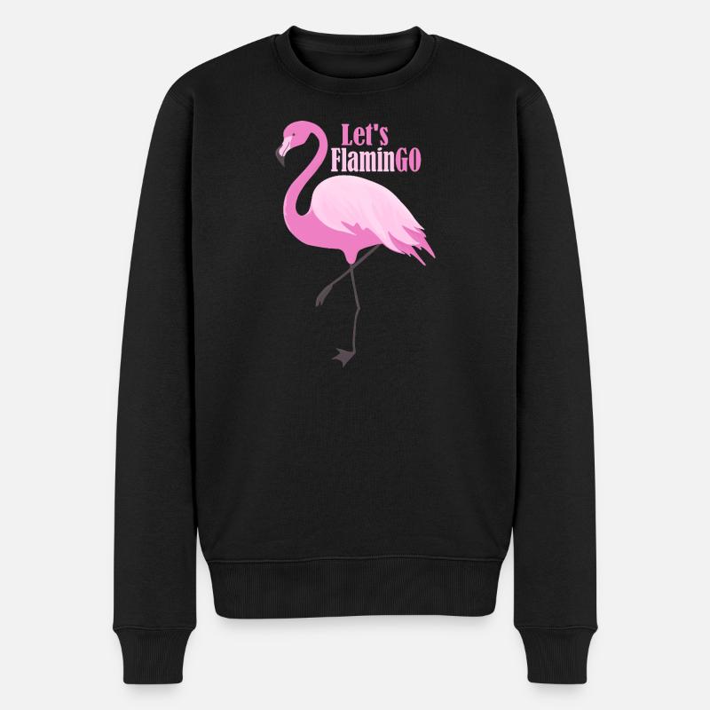 Let’s FlaminGO – Pinker Flamingo mit Wortspiel - Männer Premium Bio Pullover - Schwarz