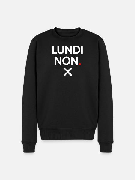 LUNDI NON | Humour lundi minimal - Pull Premium bio Homme - noir