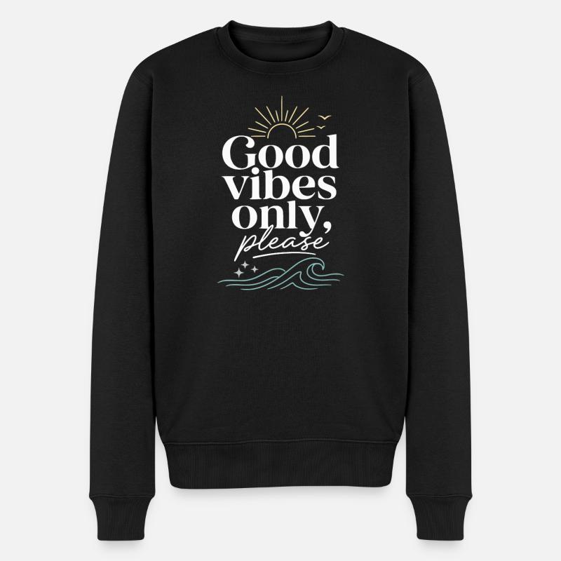 Gute Vibes Nur Bitte – Sonne & Meer - Männer Premium Bio Pullover - Schwarz