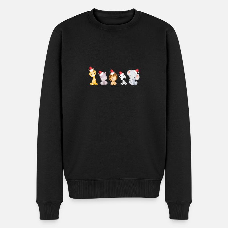 Weihnachtstierchen - Männer Premium Bio Pullover - Schwarz