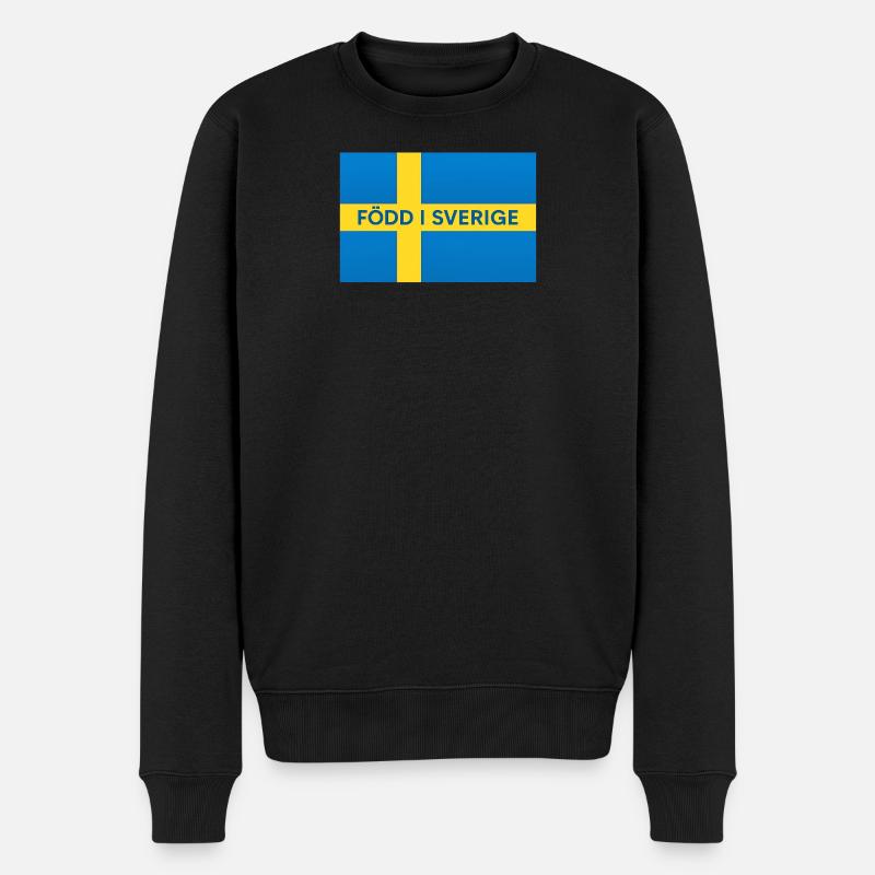 Drapeau suédois – Né en Suède - Pull Premium bio Homme - noir
