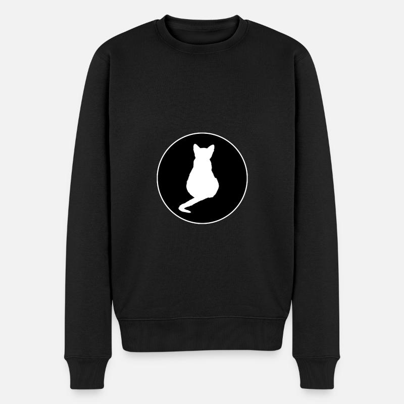 Katze Katze schwarze Katze Silhouetten - Männer Premium Bio Pullover - Schwarz