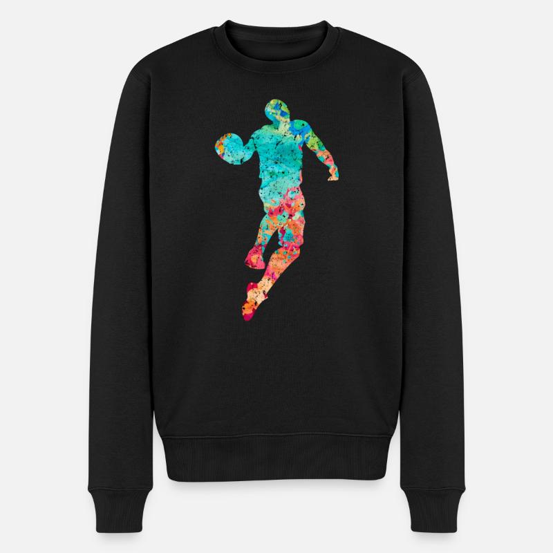 Basketballspieler - PopArt - Männer Premium Bio Pullover - Schwarz