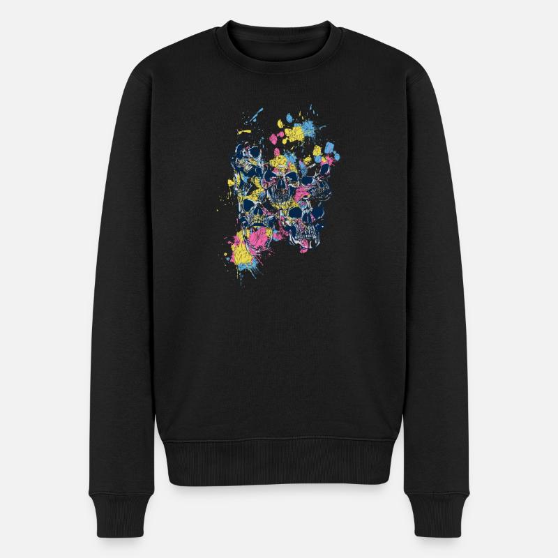 skulls on coloured stains - Pull Premium bio Homme - noir