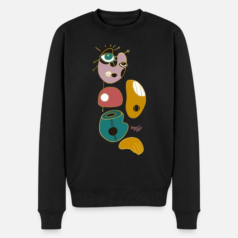 Abstrakte Augenwesen - Männer Premium Bio Pullover - Schwarz