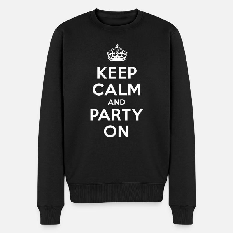 KEEP CALM and PARTY ON - Männer Premium Bio Pullover - Schwarz