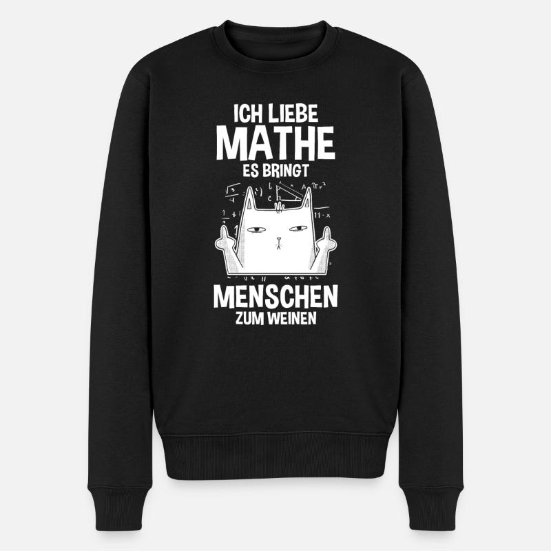 Katze Mathematik Mathe - Männer Premium Bio Pullover - Schwarz
