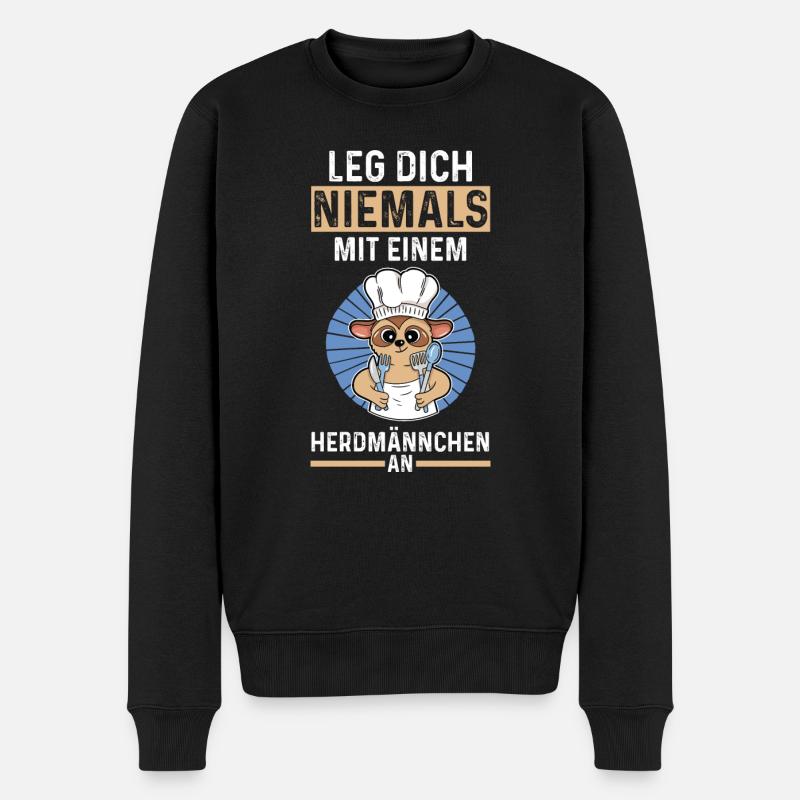 Erdmännchen Herdmännchen - Männer Premium Bio Pullover - Schwarz