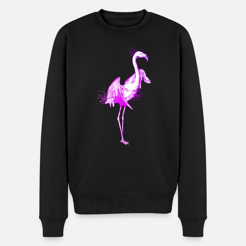 Bunte Zeichnung eines Flamingo-T-Shirts - Männer Premium Bio Pullover - Schwarz