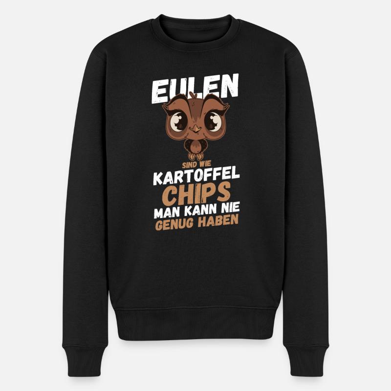 Eulen - Männer Premium Bio Pullover - Schwarz