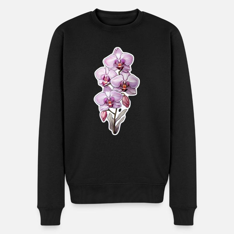 Orchidee - Männer Premium Bio Pullover - Schwarz