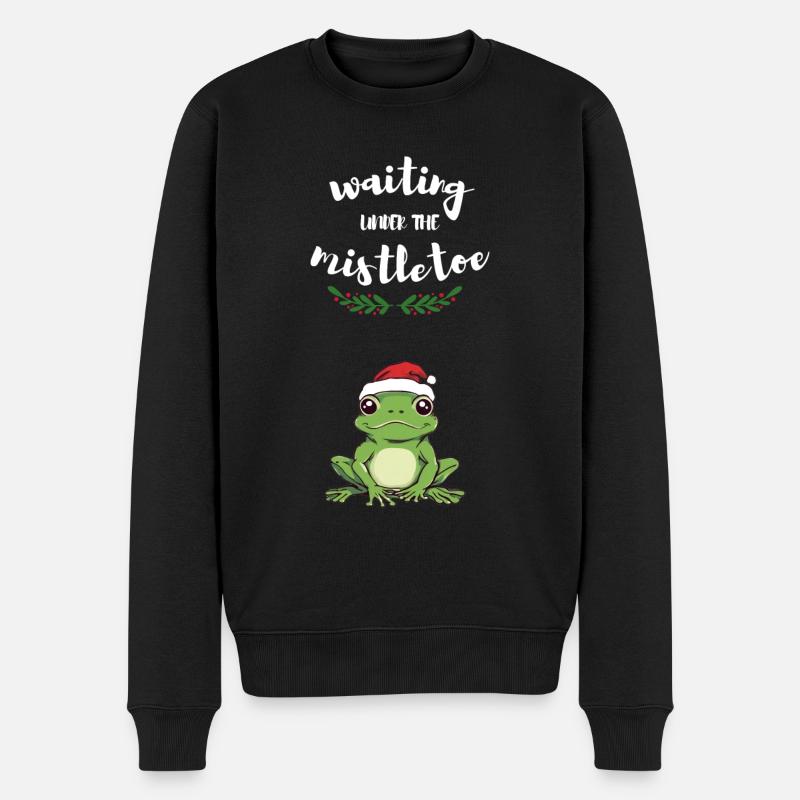Waiting under the mistletoe - Männer Premium Bio Pullover - Schwarz