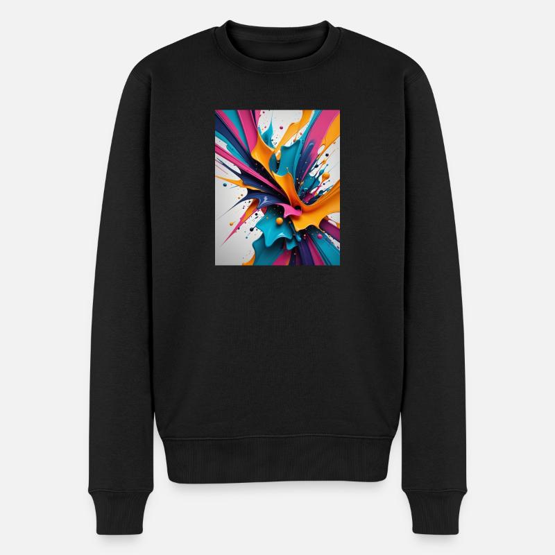 Farbklecks - Männer Premium Bio Pullover - Schwarz