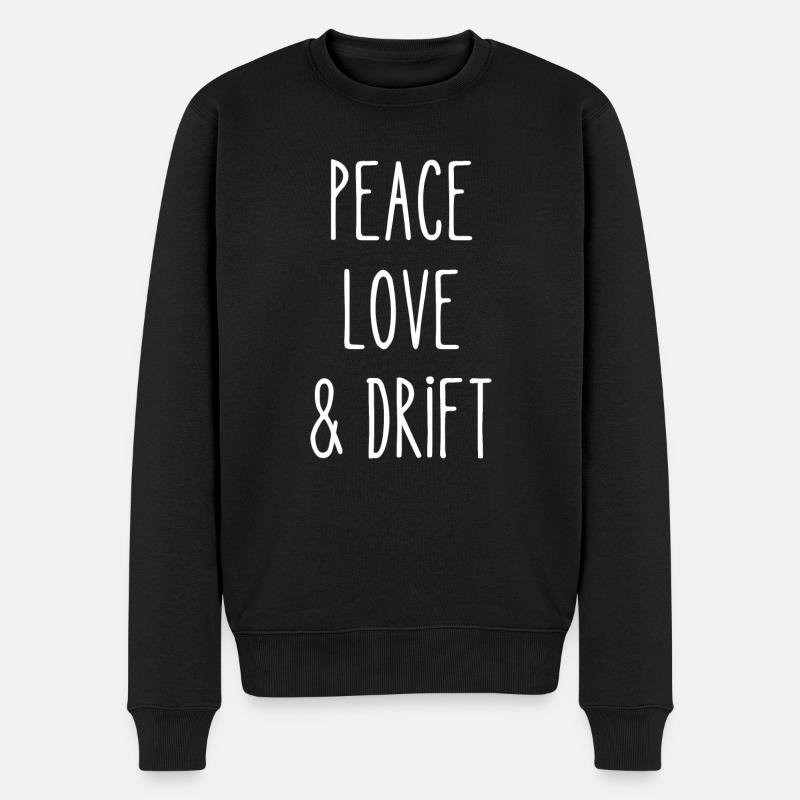 Frieden Liebe Drift - Männer Premium Bio Pullover - Schwarz