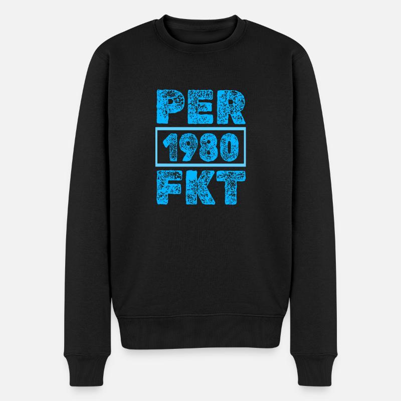 1980 - Männer Premium Bio Pullover - Schwarz