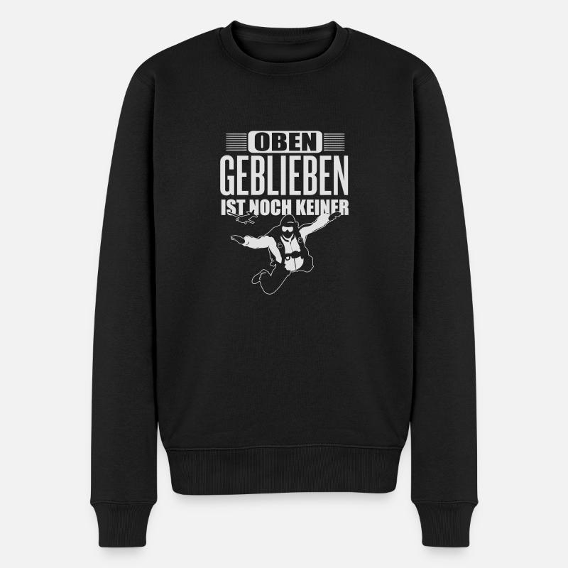 fallschirmspringen: oben geblieben ist noch keiner - Männer Premium Bio Pullover - Schwarz