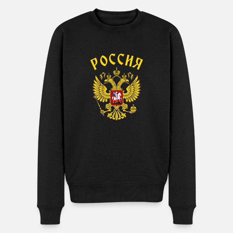 Russian Coat Of Arms - Männer Premium Bio Pullover - Schwarz