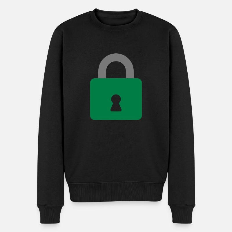 Vorhängeschloss - Männer Premium Bio Pullover - Schwarz