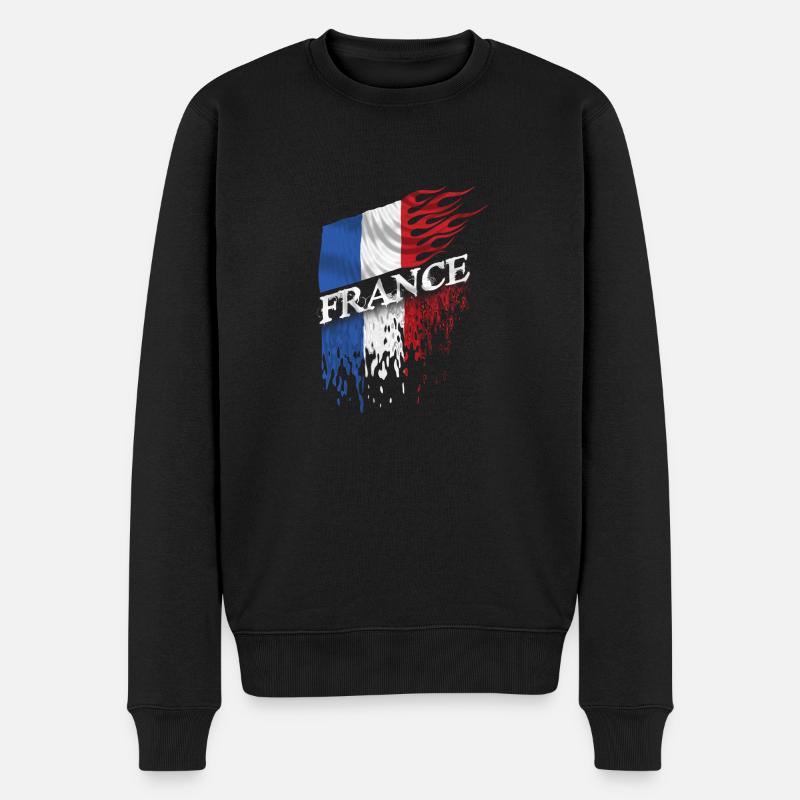 Frankreichflagge - Männer Premium Bio Pullover - Schwarz