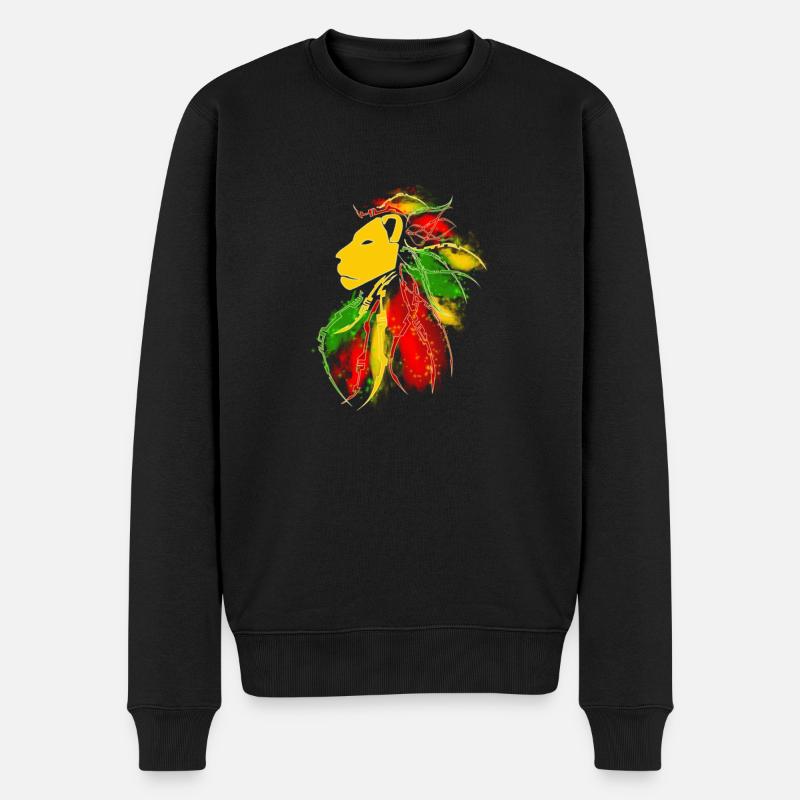 lion_rasta_dread - Männer Premium Bio Pullover - Schwarz
