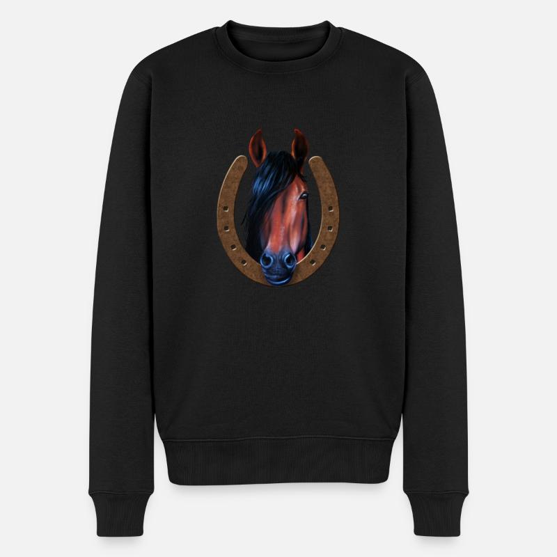 Cheval en fer à cheval - Pull Premium bio Homme - noir